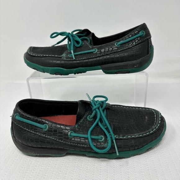 Twisted X Women's Black Crocodile Print Leather Moccasin Shoes 7M - Picture 10 of 12